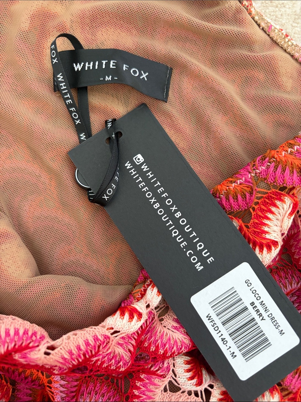 White Fox One-Shoulder Pink Mini Dress - Picture 4 of 5